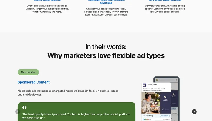 LinkedIn Ads — skærmbillede af værktøjets flade