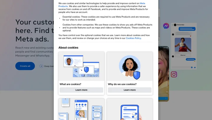 Meta Ads (Facebook og Instagram) — skærmbillede af værktøjets flade